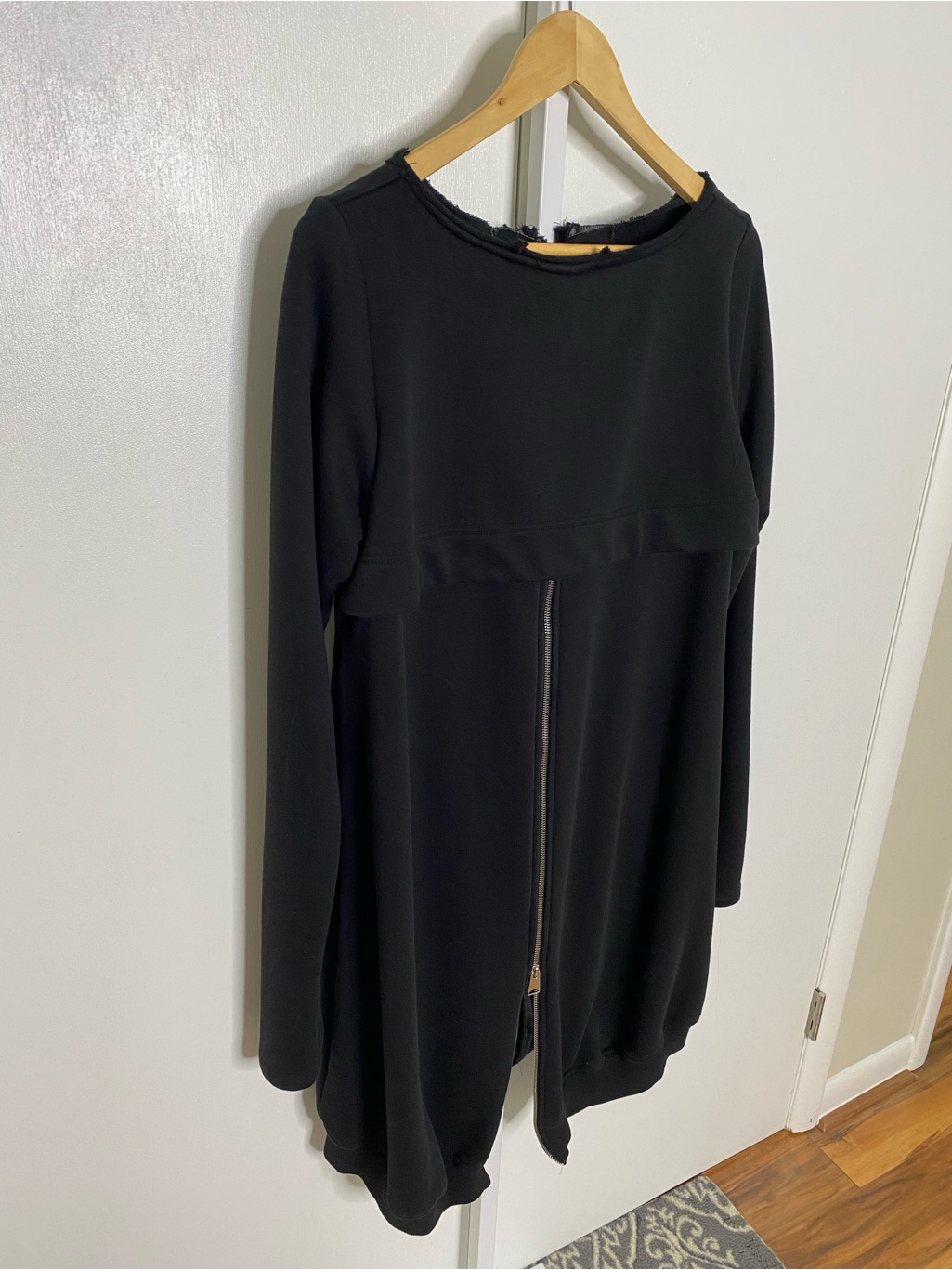Aakaska | Black 100% Cotton Long Double Zip Long-Sleeve Sweatshirt Jacket — image 8 of 8